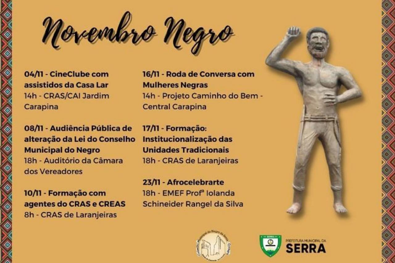 Confira as próximas atividades da programação do Novembro Negro na Serra