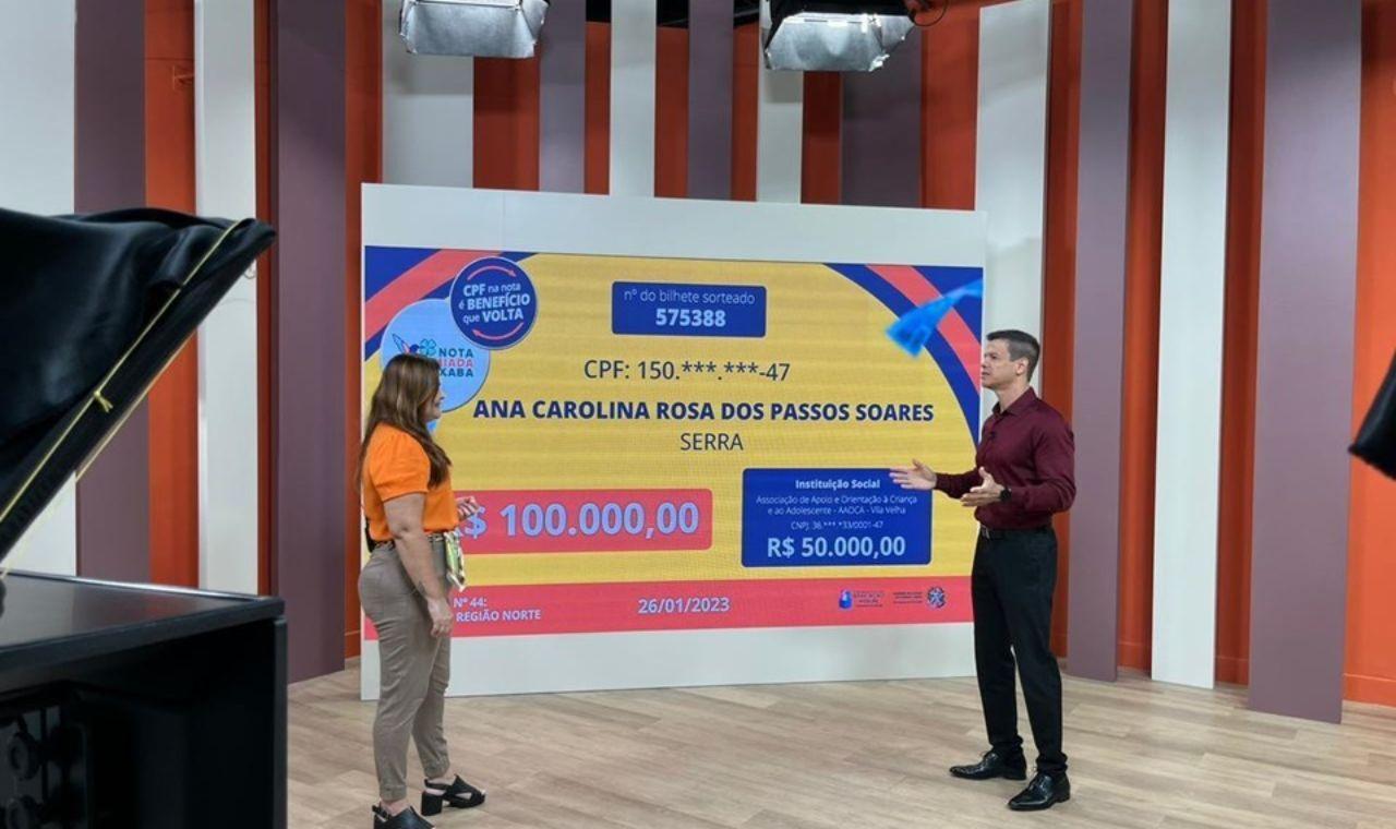 Moradora da Serra ganha R$ 100 mil no 13º sorteio do Nota Premiada Capixaba